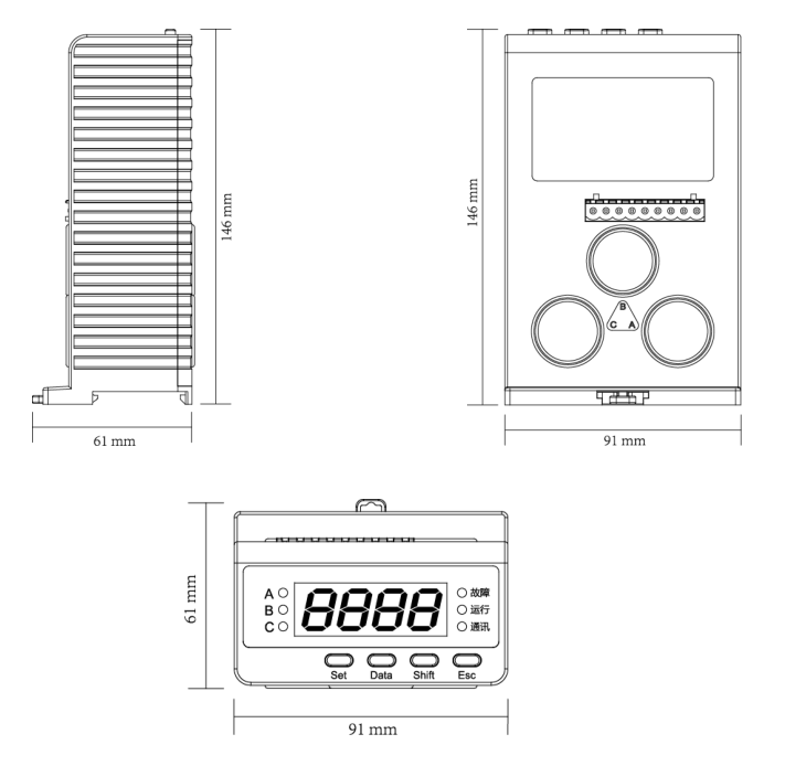 SJD300系列電動機保護器外形尺寸