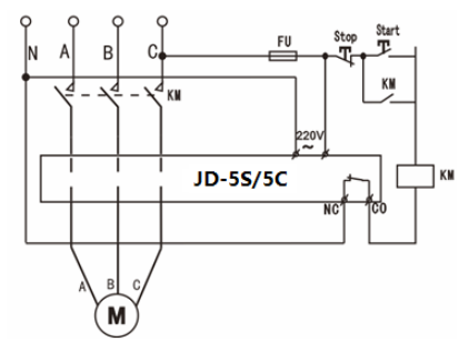 電動(dòng)機(jī)缺相保護(hù)器工作原理和接線圖
